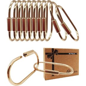 Brass Gold Carabiner Clip for Keys - Loose Leaf Binder Rings, Screw Lock Keychain and Carabiner Clip with Lock for Backpacks, Luggage Tags, Pet Collar Clips and Outdoor Accessories, 10 Packs in Saudi Arabia