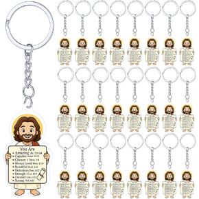 Nosiny 50 Pcs Acrylic Jesus Keychain Bulk Inspirational Mini Jesus Key Chain Religious Christian Keychains Gift Bulk for Sunday School Baptism Church in Saudi Arabia