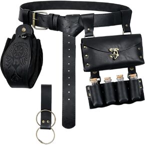 4PCS Renaissance Belt Pouch Set - Medieval Costume Accessories with Potion Bottles & Waist Bag for Halloween Cosplay in Kuwait