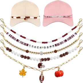 Tondiamo 5 Pcs Trucket Hat Chains Bill Decoration for Women Man Metal Detachable Chains Bulk Trucket Hat Charms DIY Mesh Baseball Cap Truckers Accessories Assorted Styles (Gold,Pearl) in Kuwait