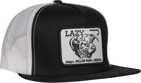 Lazy J Ranch Black & White Willow Cattle Headquarters Classic Five Panel Trucker Hat - Lazy J Ranch Hats Adjustable Unisex Country Hats, Vintage Trucker Hat in Saudi Arabia