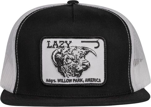 Lazy J Ranch Black & White Willow Cattle Headquarters Classic Five Panel Trucker Hat - Lazy J Ranch Hats Adjustable Unisex Country Hats, Vintage Trucker Hat in Saudi Arabia