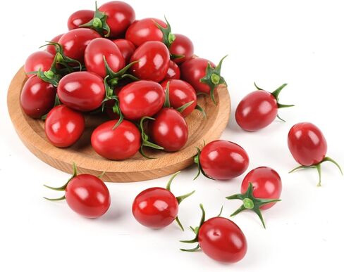 Artificial Cherry Tomatoes, 25 Pcs Simulation Cherry Tomatoes Fake Fruit Decoration for Home Kitchen Christmas Party Decor Photography Props in Saudi Arabia