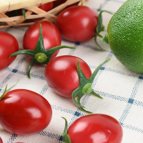 Artificial Cherry Tomatoes, 25 Pcs Simulation Cherry Tomatoes Fake Fruit Decoration for Home Kitchen Christmas Party Decor Photography Props in Saudi Arabia