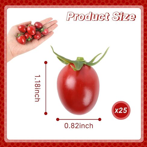 Artificial Cherry Tomatoes, 25 Pcs Simulation Cherry Tomatoes Fake Fruit Decoration for Home Kitchen Christmas Party Decor Photography Props in Saudi Arabia