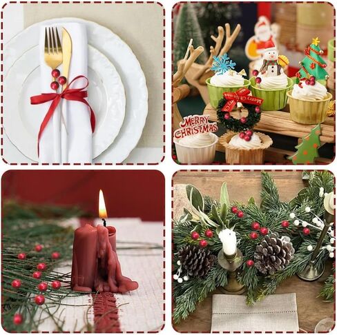 100 pcs Artificial Holly Berries, Mini 10 mm Fake Berries Decor on Wire for Christmas Tree Decorations Flower Wreath DIY Craft Use (Wine Red) in Saudi Arabia