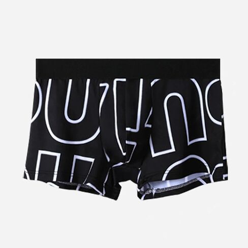 Men's Underwear Boxer Briefs, Letter Patterns Sports Underwear, Breathable And Comfortable Swimwear,XL Black in Saudi Arabia