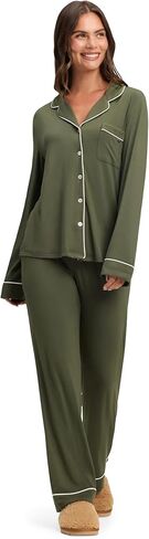 Cozy Earth 100% Viscose From Bamboo Long Sleeve Pajama Set For Women - Button-Up Sleepwear in Kuwait