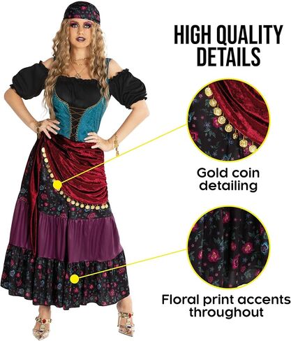 Morph Gypsy Costume Womens Fortune Teller Costume Women Fortune Teller Outfit Halloween in Saudi Arabia
