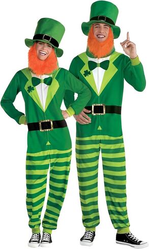 St. Patrick's Day Zipster S/M - Unisex Green Adult Polyester Bodysuit - Perfect for Festive Celebrations, Pub Crawls & Costume Parties - Pack of 1 in Saudi Arabia