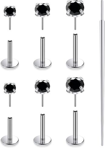 20G 18G 16G F136 Titanium Threadless Flat Back Earrings Nose Studs Tragus Forward Helix Conch Cartilage Lobe Earrings Medusa Labret Snake Bite Monroe Lip Ring Piercing Jewelry For Women Men in Saudi Arabia