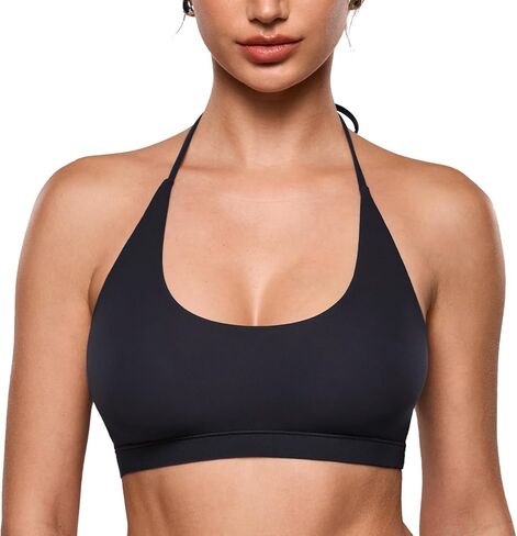 INLYRIC Women's Inbarely Soft Halter Bralette Open Back Backless Tie-Back No Padding Unlined Scoop No Underwire Bra in Saudi Arabia