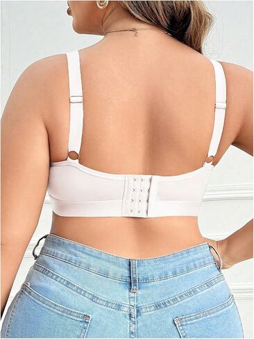 OYOANGLE Women's Plus Size Sheer Wireless Bra Full Coverage Bralette Comfort Everyday Bras in Saudi Arabia