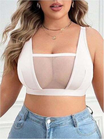 OYOANGLE Women's Plus Size Sheer Wireless Bra Full Coverage Bralette Comfort Everyday Bras in Saudi Arabia