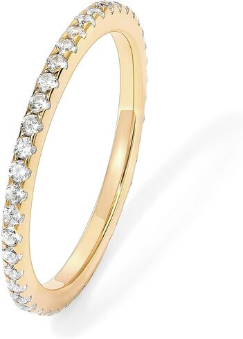 PAVOI 14K مطلية بالذهب الصلبة 925 فضة مكعب زركونيا مقلد الماس خاتم قابل للتكديس الخلود العصابات للنساء in Saudi Arabia