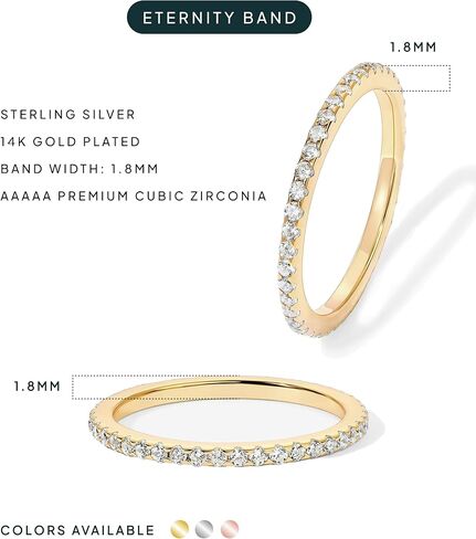 PAVOI 14K مطلية بالذهب الصلبة 925 فضة مكعب زركونيا مقلد الماس خاتم قابل للتكديس الخلود العصابات للنساء in Saudi Arabia