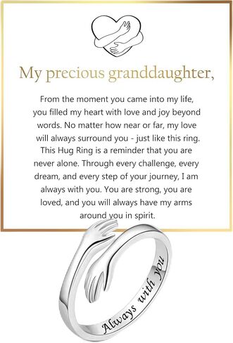 Stainless Steel Hug Ring for Granddaughter Daughter Adjustable Ring for Women Hope Rings for Granddaughter Birthday Christmas Gifts for Daughters Tarnish Free Jewelry Gift for Her in Saudi Arabia