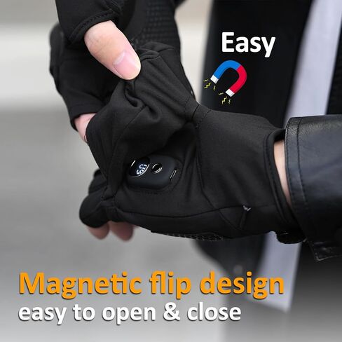 Rechargeable Electric Heated Gloves for Women Men, Flip Top Fingerless Heated Gloves, Full & Half Hand Heating Touchscreen Unisex Gloves for Cold Weather Work Skiing Cycling Snow Outdoor in Saudi Arabia