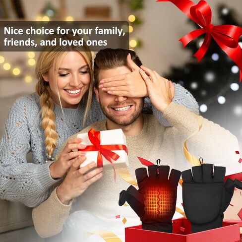 Rechargeable Electric Heated Gloves for Women Men, Flip Top Fingerless Heated Gloves, Full & Half Hand Heating Touchscreen Unisex Gloves for Cold Weather Work Skiing Cycling Snow Outdoor in Saudi Arabia