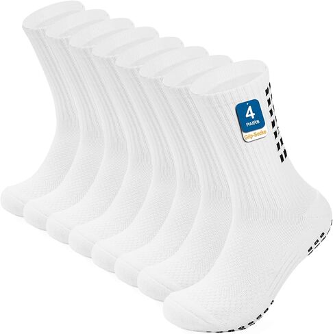 4-Pair Anti-slip Grip Soccer Socks Men Women Cushioned Sports Sock Rugby Yoga Basketball Running Hiking Work in Saudi Arabia