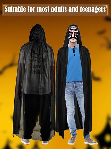 18 Pcs Adult Black Cape Masks Sets Include 9 Pcs Halloween Cloak9 Pcs White Mask Full Face Masks for Halloween Party Cosplay Dress Up Accessories in Saudi Arabia