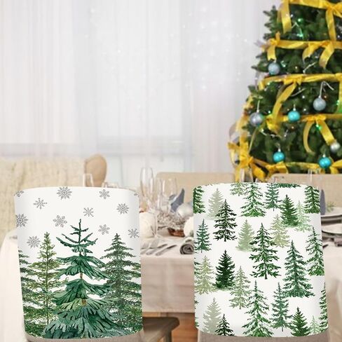 JarThenaAMCS 4Pcs Christmas Chair Back Cover Watercolor Cedar Forest Seat Covers Dining Chair Slipcover Protector for Winter Xmas Home Kitchen Decor in Saudi Arabia