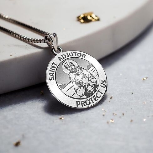 PicturesOnGold.com Saint Adjutor Religious Medal - - 3/4 Inch Size of a Nickel -Sterling Silver in Kuwait