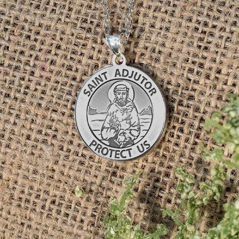 PicturesOnGold.com Saint Adjutor Religious Medal - - 3/4 Inch Size of a Nickel -Sterling Silver in Kuwait