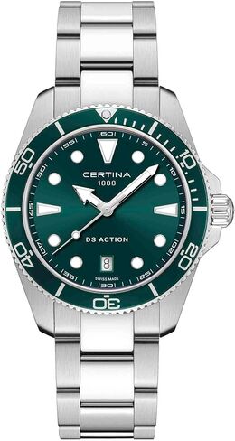 Certina, Mens, DS Action Gent, 40, mm, Steel, Quartz, Precidrive, Watch, Green, Steel, C0484101109100 in Saudi Arabia