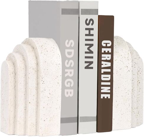 Heavy Duty Resin Bookends for Shelves - Modern Layered Arch Design, Aesthetic Home Decor,Stylish Decorative Book Ends in Saudi Arabia