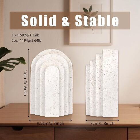 Heavy Duty Resin Bookends for Shelves - Modern Layered Arch Design, Aesthetic Home Decor,Stylish Decorative Book Ends in Saudi Arabia
