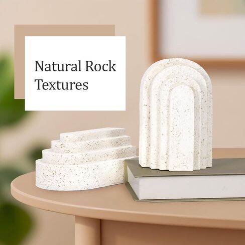 Heavy Duty Resin Bookends for Shelves - Modern Layered Arch Design, Aesthetic Home Decor,Stylish Decorative Book Ends in Saudi Arabia