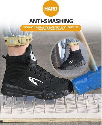 fayengan Unisex Steel Toe Cap Safety Ultra Lightweight Breathable Work Trainer Shoes Sport Sneaker Safety Shoes Men Women (Color : Black, Size : 10 US) in Saudi Arabia