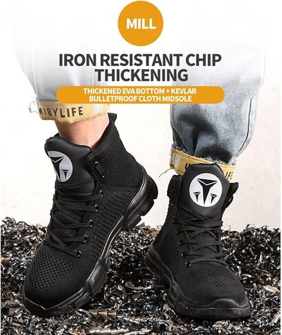 fayengan Unisex Steel Toe Cap Safety Ultra Lightweight Breathable Work Trainer Shoes Sport Sneaker Safety Shoes Men Women (Color : Black, Size : 10 US) in Saudi Arabia