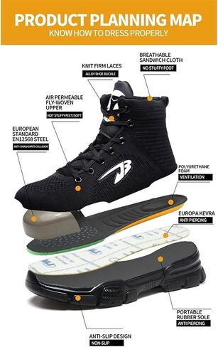 fayengan Unisex Steel Toe Cap Safety Ultra Lightweight Breathable Work Trainer Shoes Sport Sneaker Safety Shoes Men Women (Color : Black, Size : 10 US) in Saudi Arabia