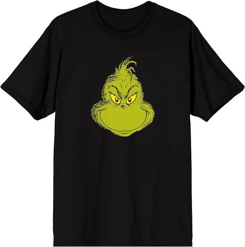 تي شيرت Bioworld The Grinch Smiling للرجال ذو رقبة دائرية سوداء وأكمام قصيرة in Kuwait