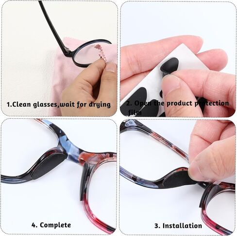 30 Pairs Eyeglasses Nose Pads Anti-Slip Soft Glasses Nose Pad Replacement Silicone Adhesive Transparent Eyeglass Noses Pads for Full Plastic Frames (Clear+Black 1.0mm) in Saudi Arabia