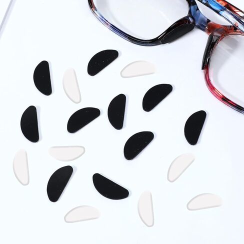 30 Pairs Eyeglasses Nose Pads Anti-Slip Soft Glasses Nose Pad Replacement Silicone Adhesive Transparent Eyeglass Noses Pads for Full Plastic Frames (Clear+Black 1.0mm) in Saudi Arabia