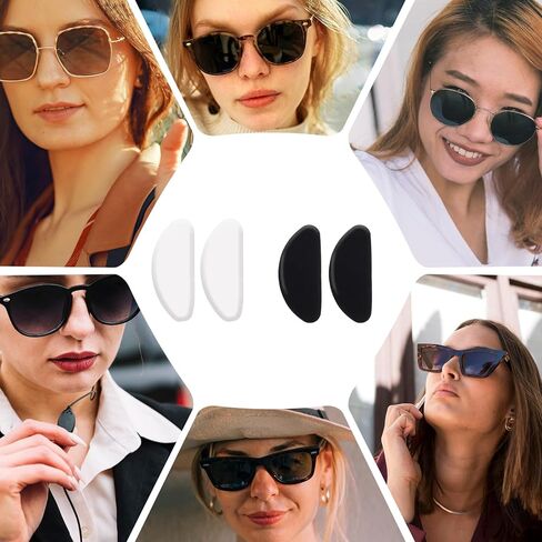 30 Pairs Eyeglasses Nose Pads Anti-Slip Soft Glasses Nose Pad Replacement Silicone Adhesive Transparent Eyeglass Noses Pads for Full Plastic Frames (Clear+Black 1.0mm) in Saudi Arabia