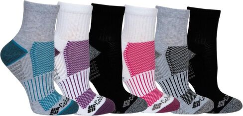 Columbia Women's Fashion Quarter Piqued Footbed Socks 6 Pair, Assorted, Women's 4-10 Shoe in Saudi Arabia