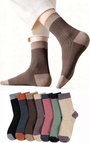 7 Pairs Women's Crew Socks-Casual Ankle Socks Cute Soft Calf Sock in Saudi Arabia