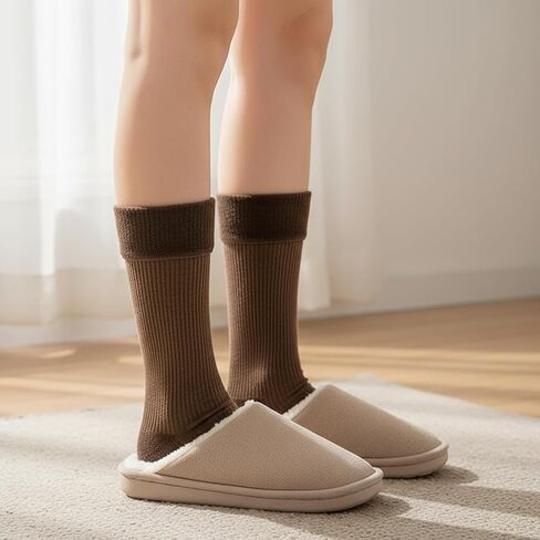 5Pcs Mid-Calf Thermal Socks Set, Plush Lined Winter Boot Socks for Cold Weather Indoor and Outdoor Wear in Saudi Arabia
