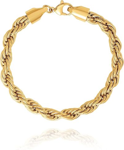 سوار سلسلة من الفولاذ المقاوم للصدأ للرجال من Lucky Brand - 8 مم مطلي بالذهب 9 بوصة مجوهرات متينة 316L in Saudi Arabia