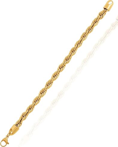 سوار سلسلة من الفولاذ المقاوم للصدأ للرجال من Lucky Brand - 8 مم مطلي بالذهب 9 بوصة مجوهرات متينة 316L in Saudi Arabia