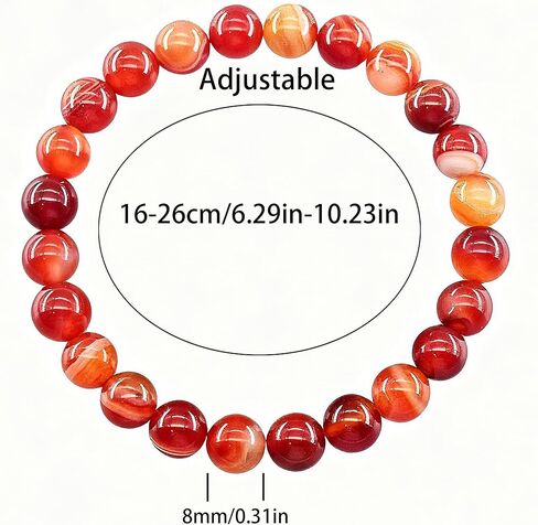 8mm Natural Stone Beads Stretch Bracelet, Round Bead Strand for Women Men | Multicolor Elastic Crystal Jewelry in Kuwait