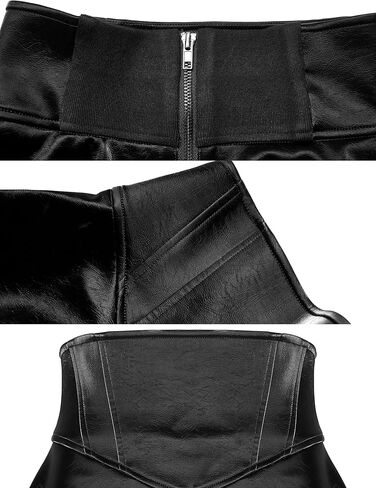 Goth High Waisted Faux Mini Leather Skater A-Line Flared Rave Skirt for Punk Rock Y2K Women in Saudi Arabia