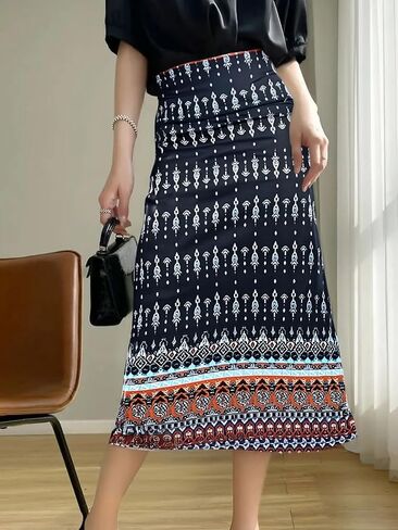 Bohemian Maxi Skirt for Women High Waist Floral Print Long Skirt Black Flowy Casual Summer Beach Vacation Skirt Lightweight in Saudi Arabia
