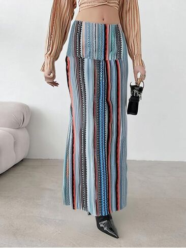 Bohemian Maxi Skirt for Women High Waist Floral Print Long Skirt Black Flowy Casual Summer Beach Vacation Skirt Lightweight in Saudi Arabia