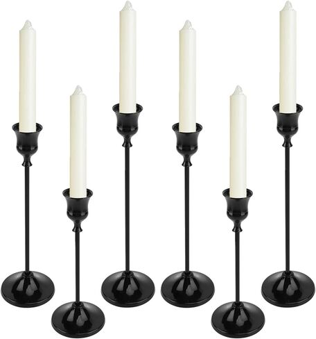 Candlestick Holders 6 PCS Metal Taper Candle Holders,Candle Stick Holders Set,Perfect for Table Centerpiece Mantel Party Wedding Halloween Christmas Decorations(Gold) in Saudi Arabia