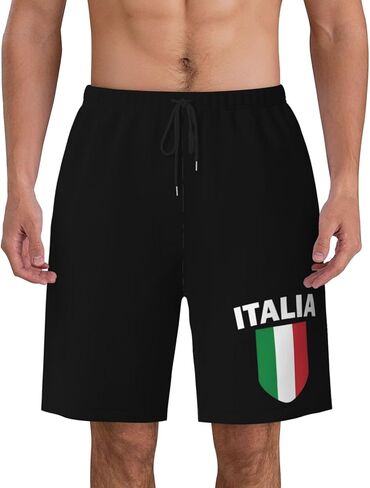 شورت سباحة رجالي بعلم إيطاليا Love Italia للرجال سريع الجفاف مقاس 7 بوصات - ملابس سباحة لشاطئ هاواي in Kuwait